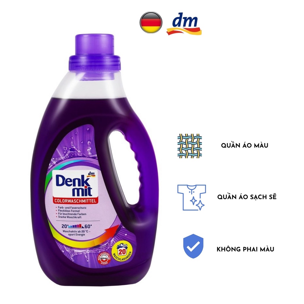 Denkmit - Nước giặt dành cho quần áo màu Colorwaschmittel 1.1 lít - hàng nhập khẩu từ Đức