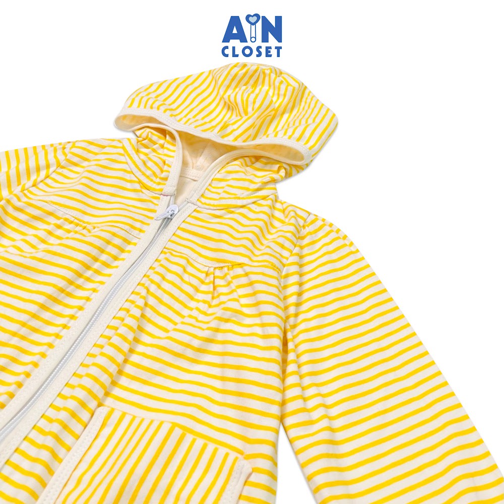 Áo khoác có nón bé gái họa tiết Kẻ Vàng thun da cá - AICDBGUGTNYD - AIN Closet