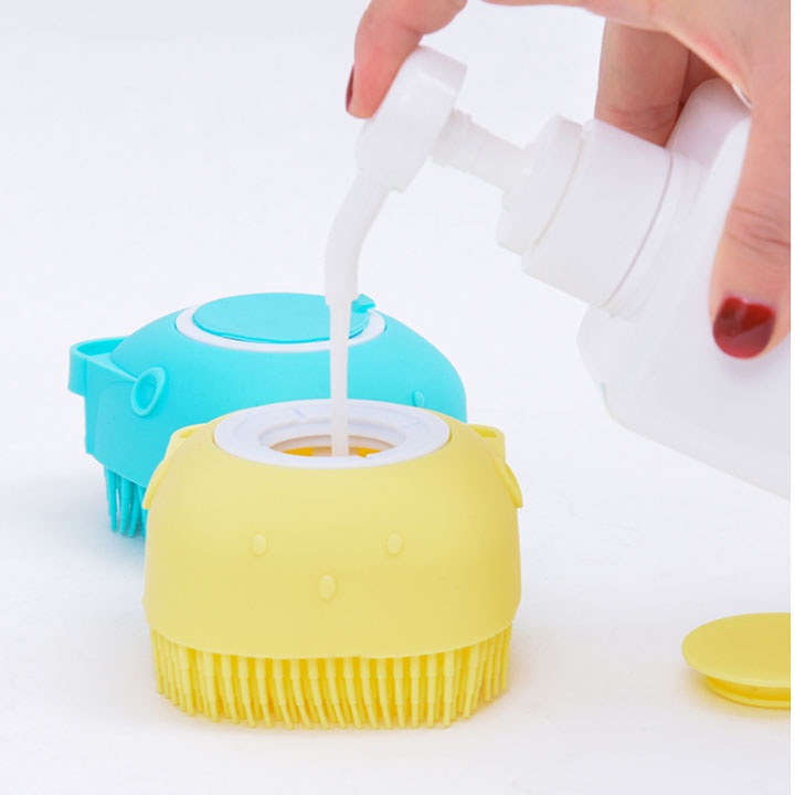 [Da mềm như em bé] Cọ tắm silicon vuông siêu mềm mịn - có ngăn chứa sữa tắm tiện dụng