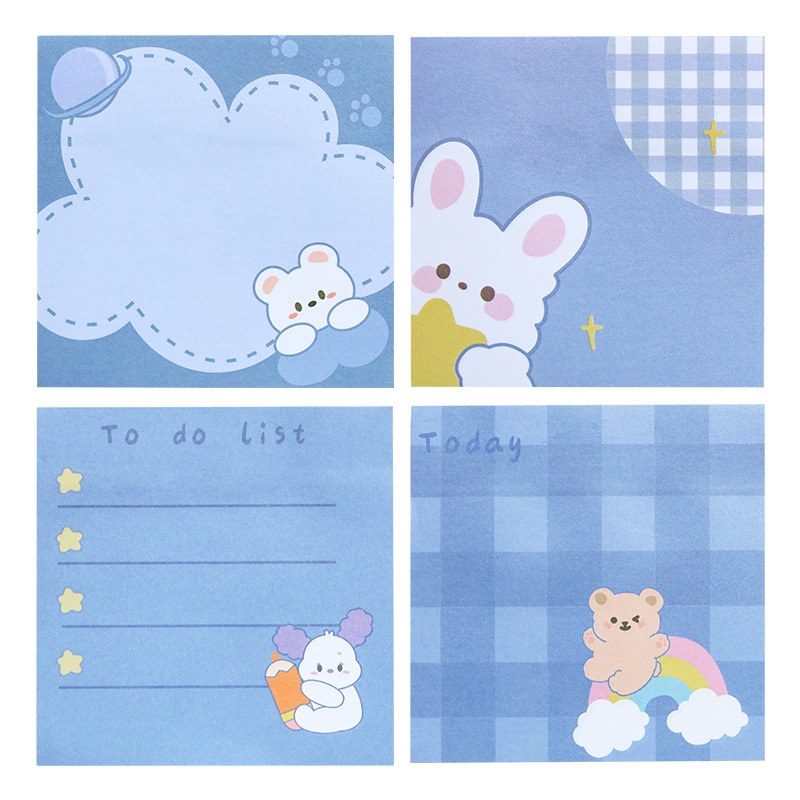Set 80 giấy ghi chú tự dính họa tiết hoạt hình dễ thương cho học sinh