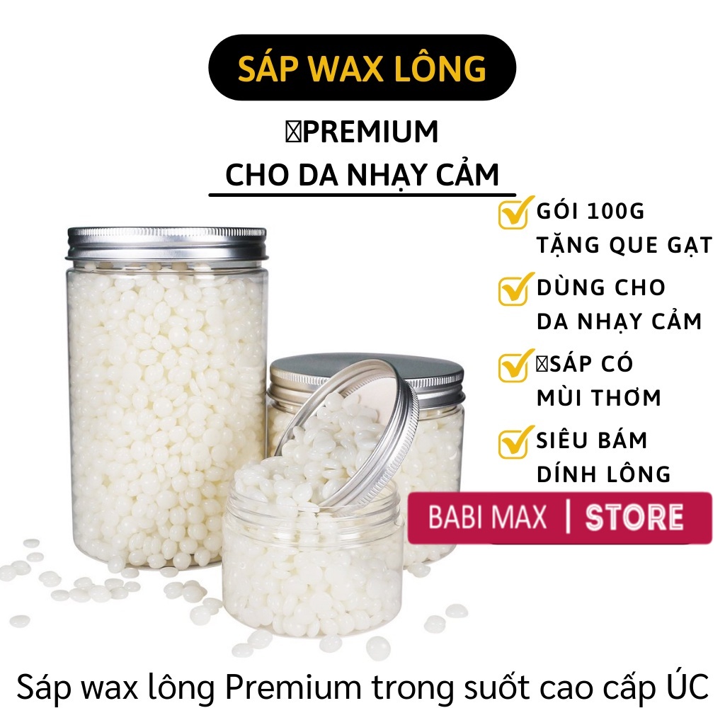 Sáp Wax Lông - Sáp Tẩy Lông Wax Hard Beans Premium 100g Cao Cấp Cho Da Nhạy Cảm Siêu Bám Lông babimax 1010