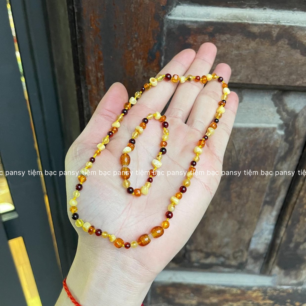 Vòng cổ hổ phách Amber tự nhiên cho bé PANSY - Dây chuyền trẻ em bằng hổ phách thật an toàn