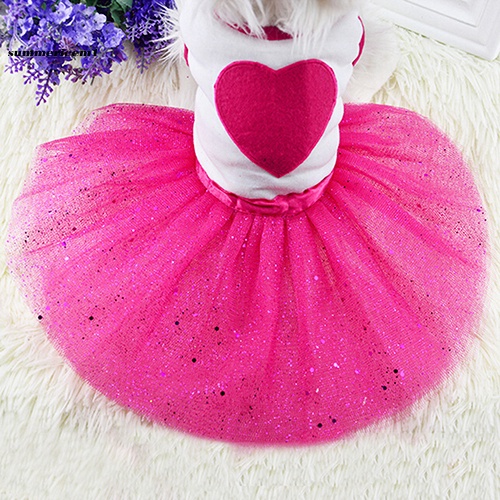 [Hàng Có Sẵn] Đầm Tutu Vải Voan Màu Đỏ Đính Kim Sa / Trái Tim / Trái Tim / Chó Mèo / Quần Áo Đỏ