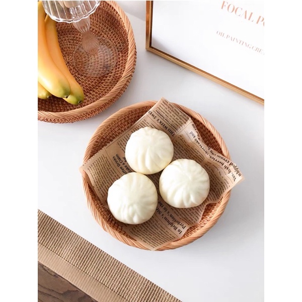 Bát mây tròn dáng thấp , đĩa mây đựng hoa quả bánh kẹo decor phòng Mây Tre Đan Thuỷ Khanh