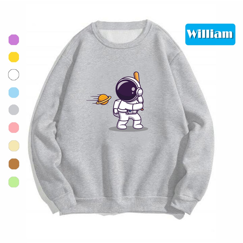 Áo sweater nam nữ in hình Du Hành Gia dễ thương cute, chất nỉ dày dặn, hợp làm áo cặp William - DS155