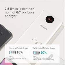 Pin dự phòng 20.000mAh ROMOSS SW20 Pro White 18W Rated 12.500mAh, 2 cổng USB, 1 cổng Type-C, Màn hình LED