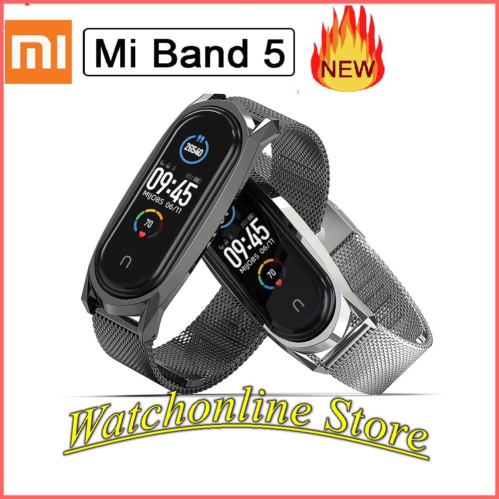 Dây kim loại mắt lưới thép không gỉ Xiaomi miband 5 chính hãng Mijobs