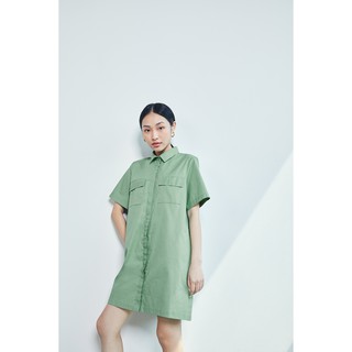 DOTTIE - Đầm ngắn sơ mi phối túi nữ D0197