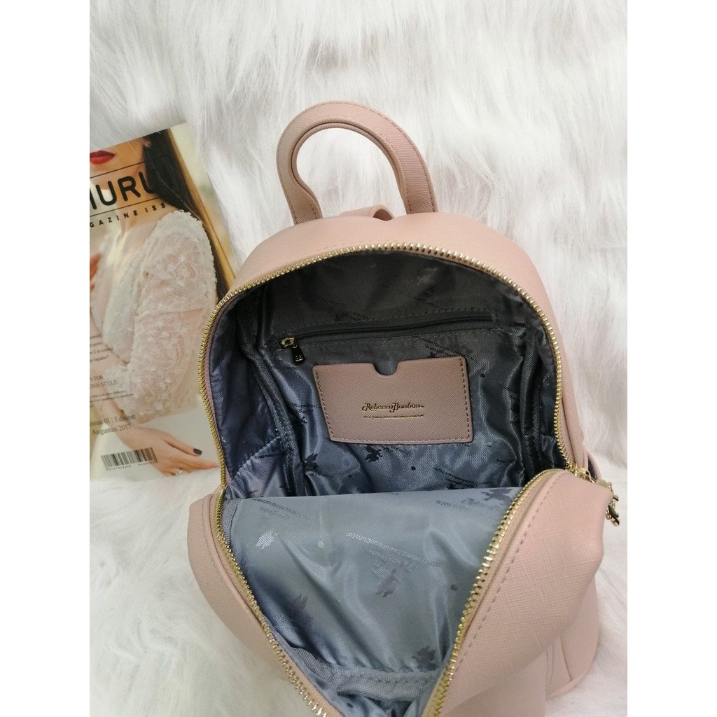 Ba lô đeo sau màu hồng phấn PU #RebeccaBonbon chú cún Nhật Bản
