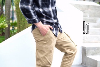 LINEN CARGO PANTS FOR MEN - Màu Be