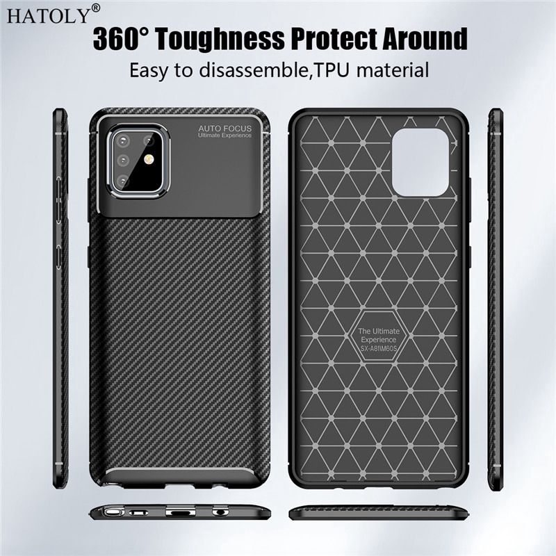 Ốp điện thoại silicon phối sợi carbon mềm viền chống đá cho Samsung Galaxy Note 10 Lite