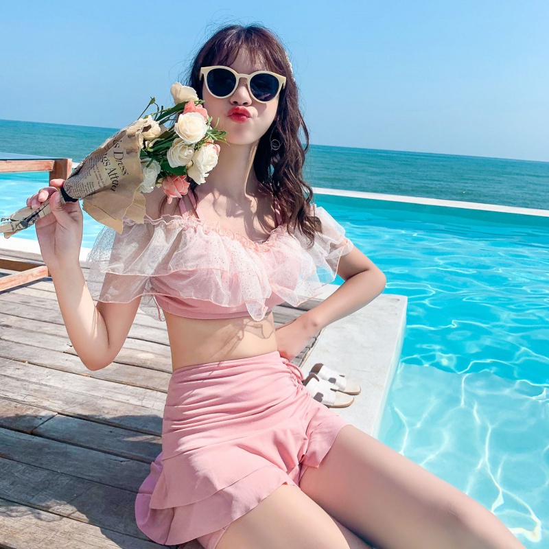 Bộ Đồ Bơi Hai Mảnh Dáng Ôm Thiết Kế Ngọt Ngào Thời Trang Xuân Hè Quyến Rũ Cho Nữ