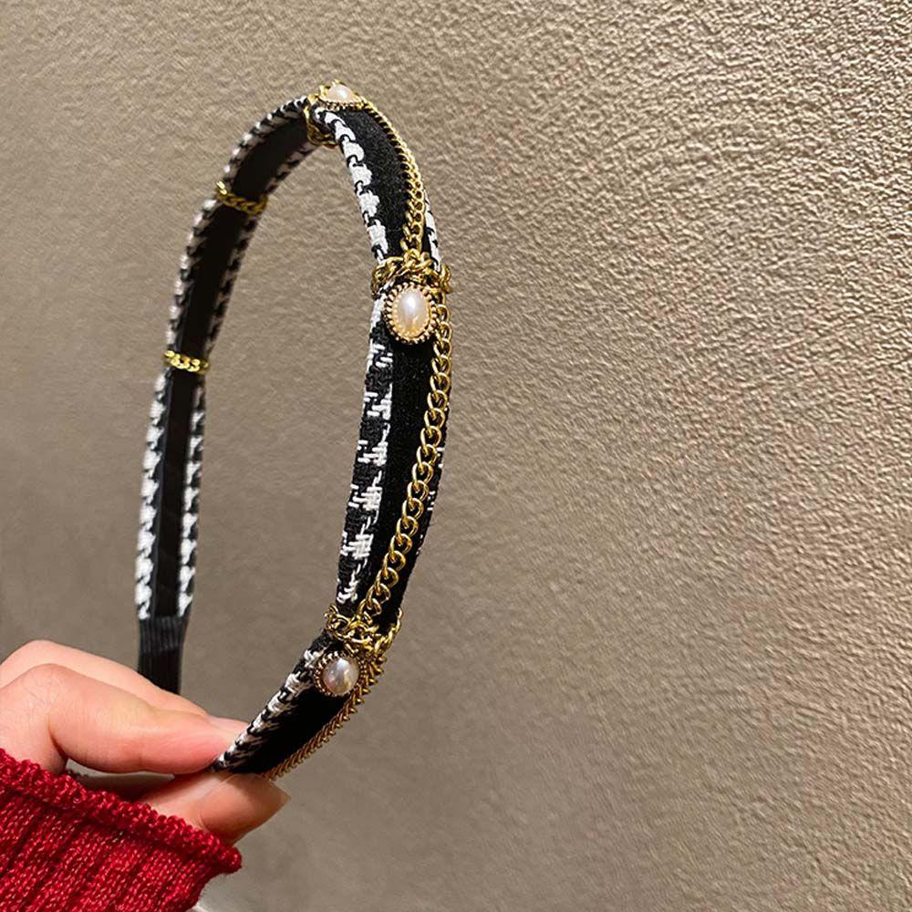 Băng Đô Cài Tóc Phối Xích Thời Trang Thanh Lịch Cho Nữ