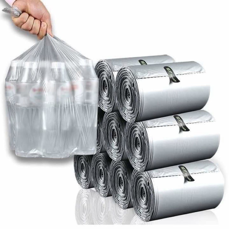 Cuộn 110 Túi Rác Sinh Học Tự Phân Hủy Màu Bạc Siêu Dai, cuộn rác tự hủy, set 110 cuộn rác tự hủy