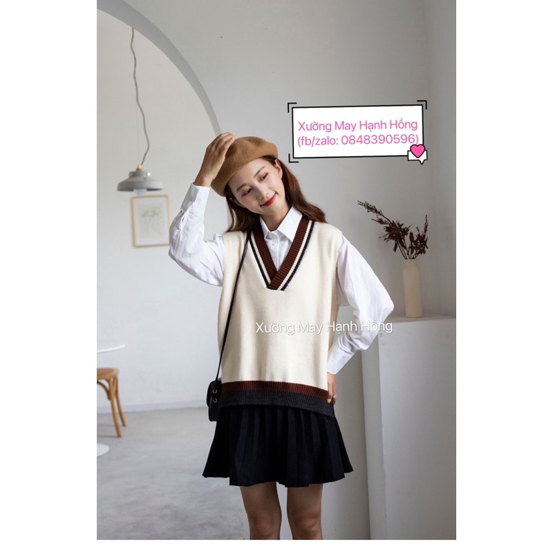 Áo len gile nữ vạt xẻ hàng quảng châu len mịn loại 1 - Xưởng May Hạnh Hồng | BigBuy360 - bigbuy360.vn