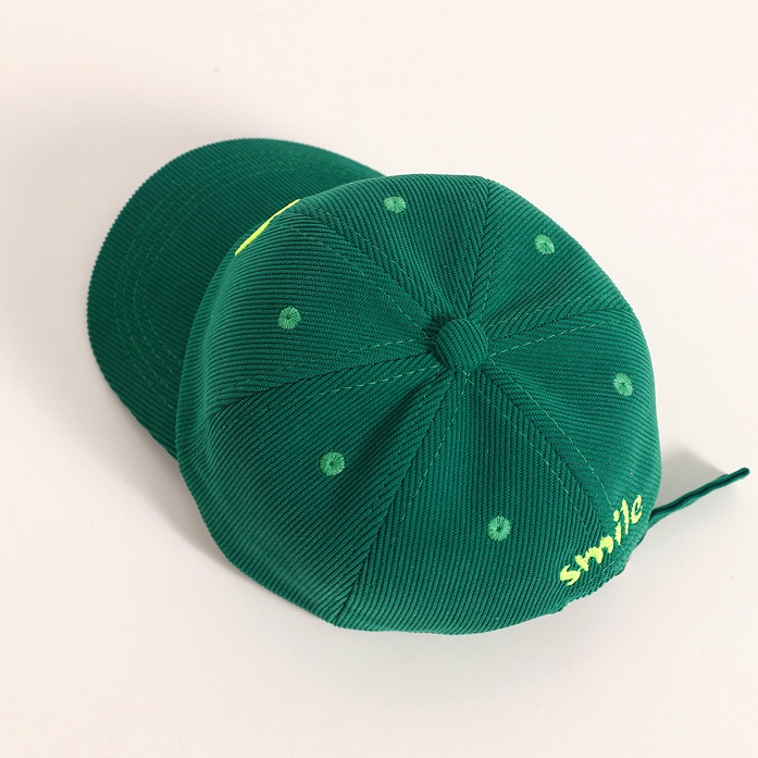 Mũ Lưỡi Trai Nhung Thêu Chữ Mặt Cười Phong Cách Hàn Quốc Mới Cho Bé