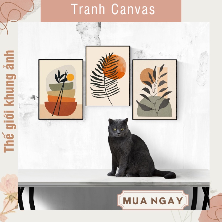 Bộ 3 tranh canvas trang trí hiện đại TGKA302, tranh in bóng đẹp, bảo hành gãy vỡ, giao hàng nhanh chóng