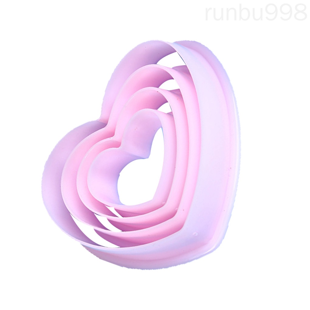 Set 4 Khuôn Nhựa Làm Bánh Hình Trái Tim Xinh Xắn Runbu998