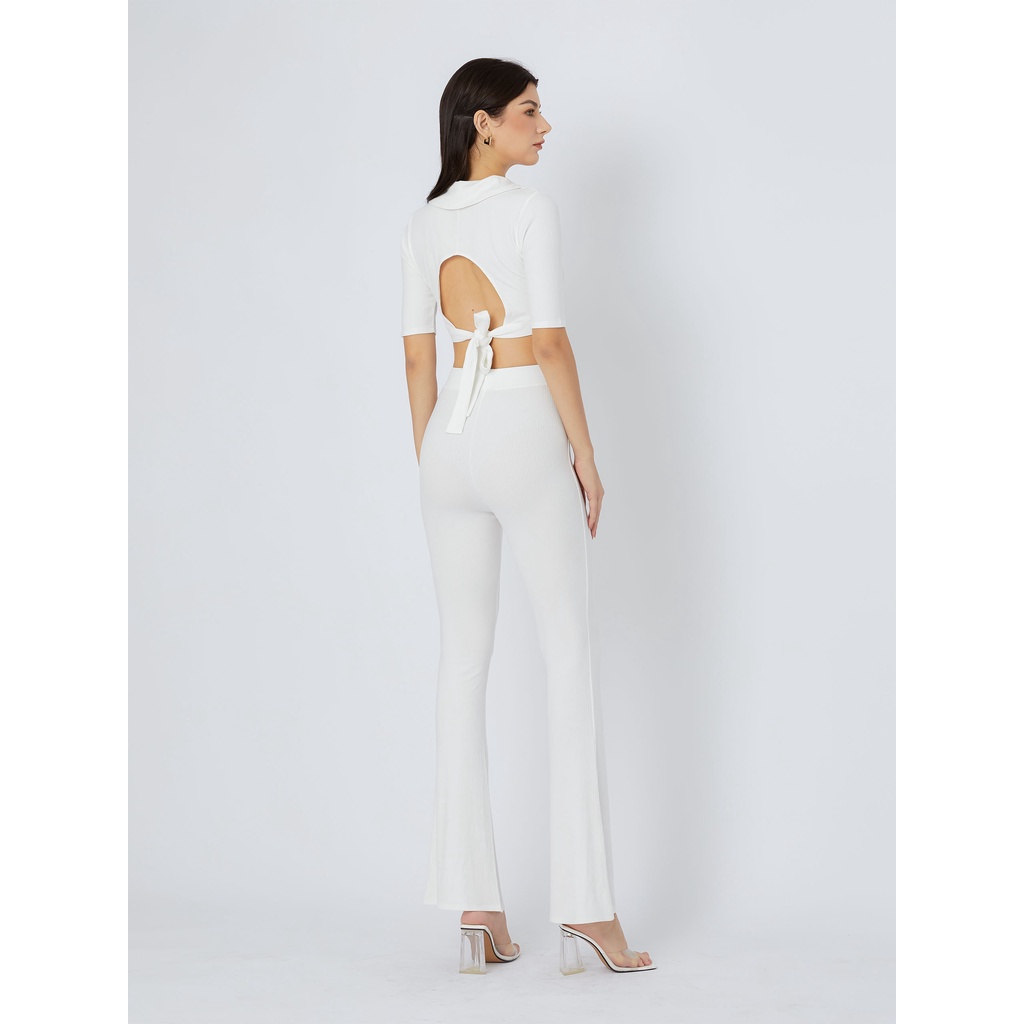 Set Nữ Lounge Wide Leg , Chất thun sọc gân Thoải Mái , WSD000163,SOMEHOW