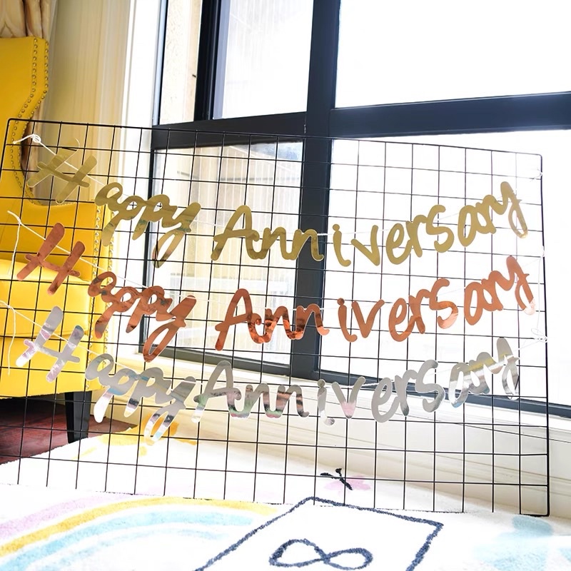 Dây Chữ Happy Anniversary Ánh Kim Dùng Trang Trí Nhân Dịp Kỷ Niệm Ngày Cưới