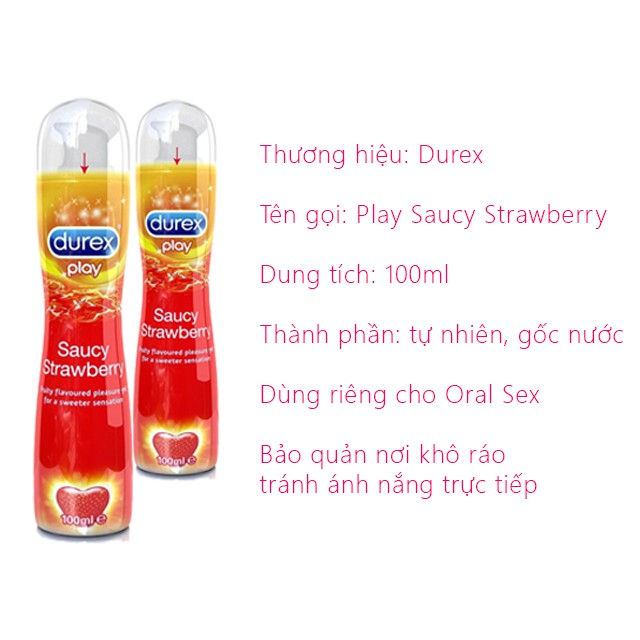 Gel bôi trơn HƯƠNG DÂU Durex Play Strawberry 100ml