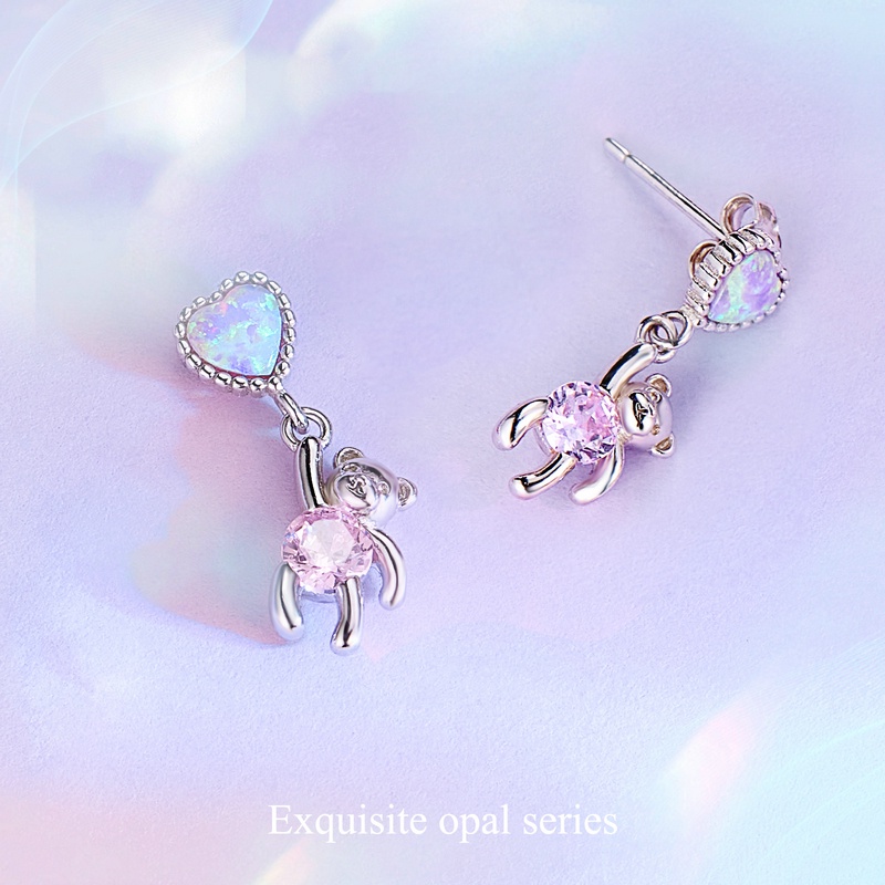 BAMOER Set Dây Chuyền Và Đôi Khuyên Tai bạc 925 Đính Đá Thời Trang Dành Cho Nữ