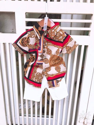 Set áo sơ mi lụa quần kaki (10-20kg)