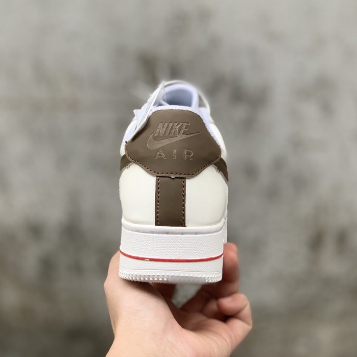 Giày thể thao AF1 vệt nâu, Giày sneaker air force 1 low premium white brown nam nữ cực chất dễ phối đồ