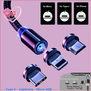 Cáp sạc từ hít nam châm dây dù 3in1 - - Hàng xịn bọc dù chống đứt gãy