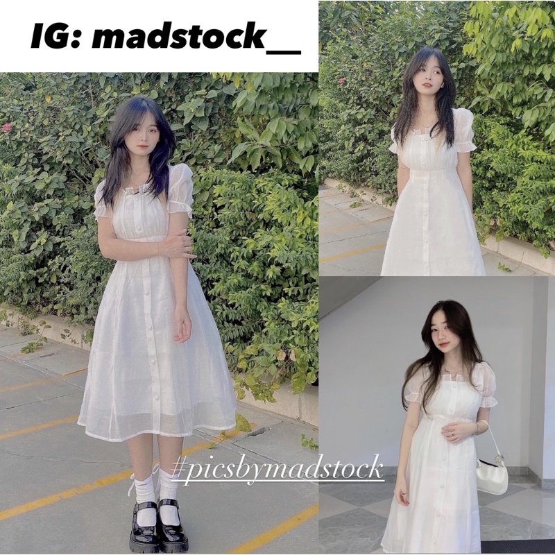 VáyĐầm trắng voan lụa tay lỡ BVM dáng dài freesize 🌟