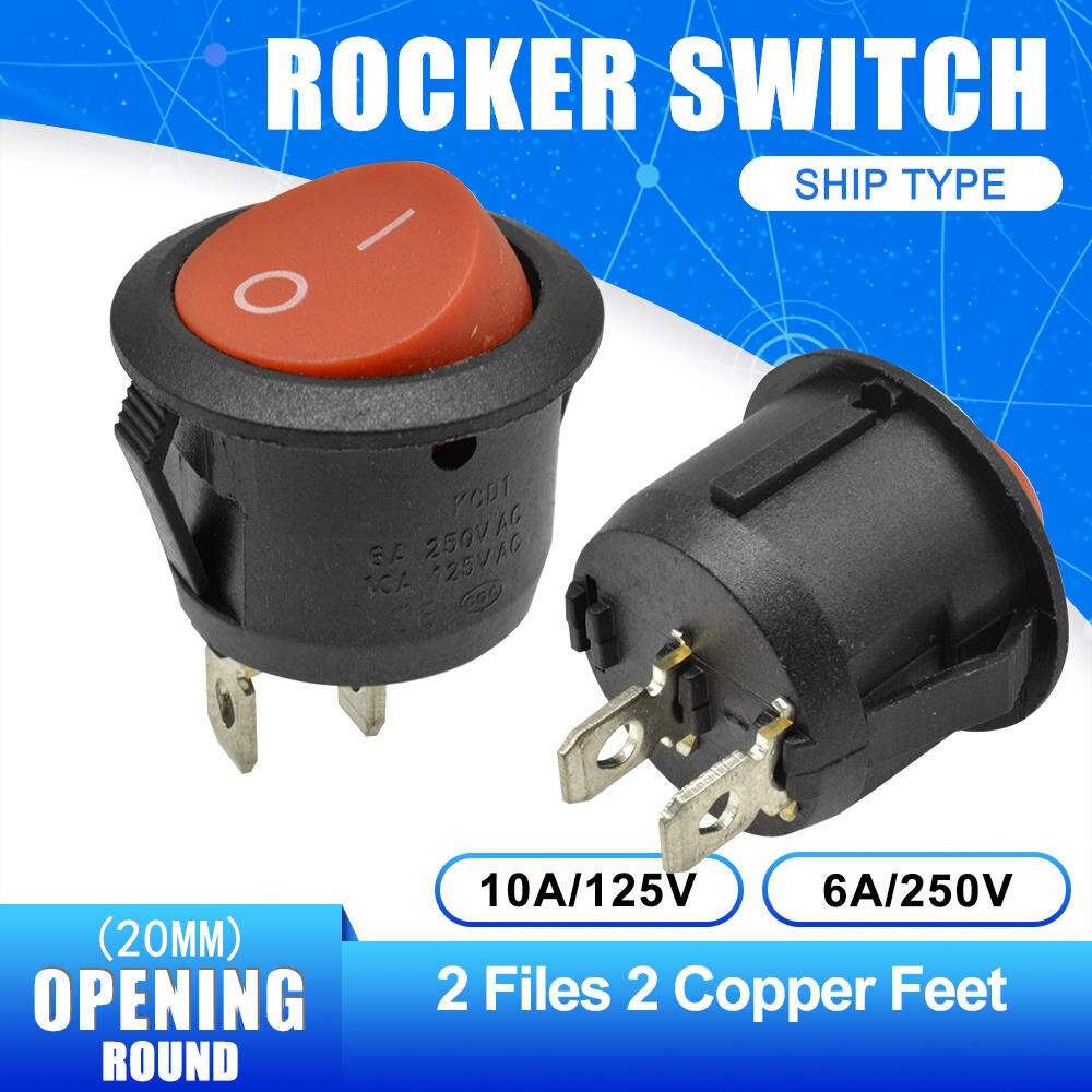 Bộ 5 Công Tắc On-Off On Off Chống Nước Ac 6a / 250v Kcd1 2pin 3pin 4pin 20mm Cho Bảng Điều Khiển Xe Hơi / Tàu Thuyền