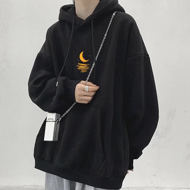 Áo hoodie tay dài dáng rộng in hoạt hình phong cách hiphop đường phố mùa đông Hàn Quốc cho nam cỡ lớn M-8XL