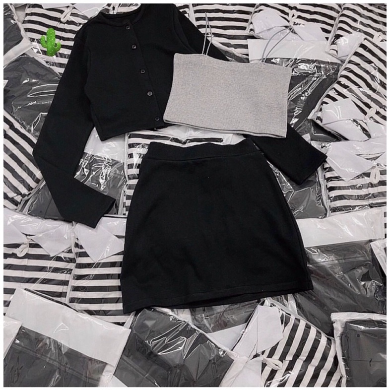 💙[ Mẫu mới] Set crop polo sọc viền cổ xanh thể thao, Set 3 món siêu xinh chất thun mịn đẹp 💥(Ms: KT01) | BigBuy360 - bigbuy360.vn