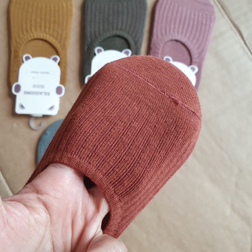 Tất Vớ Hài Cotton Trơn Cho Bé Trai, Bé Gái - Size Từ 1 đến 7 tuổi - Có Gót Silicon Chống Tụt.
