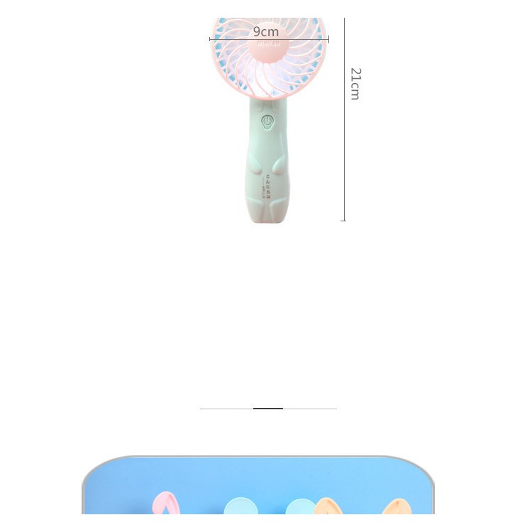 Quạt cầm tay sạc pin usb hình tai thỏ có đèn | BigBuy360 - bigbuy360.vn