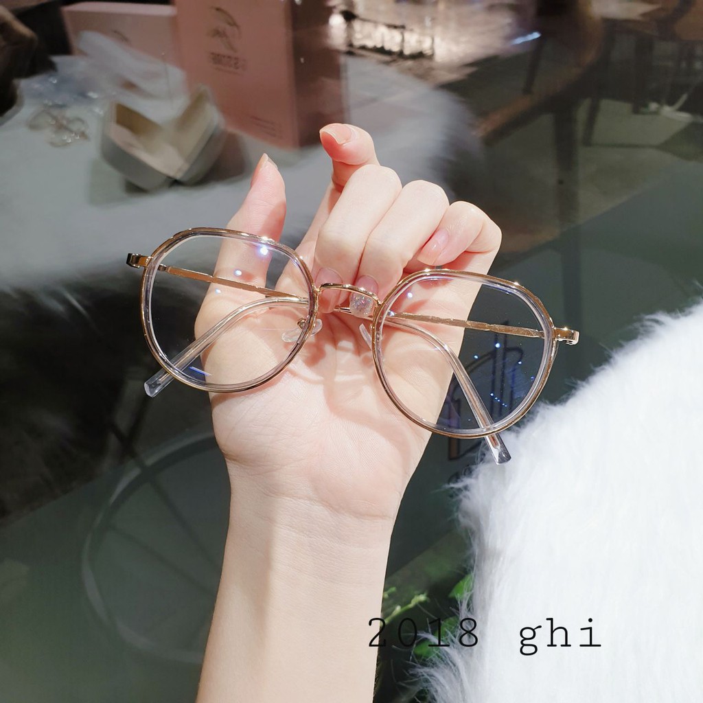 Gọng kính mắt tròn hợp kim Qiwa Eyewear 2018, Kính cận nữ mắt tròn gọng kim loại