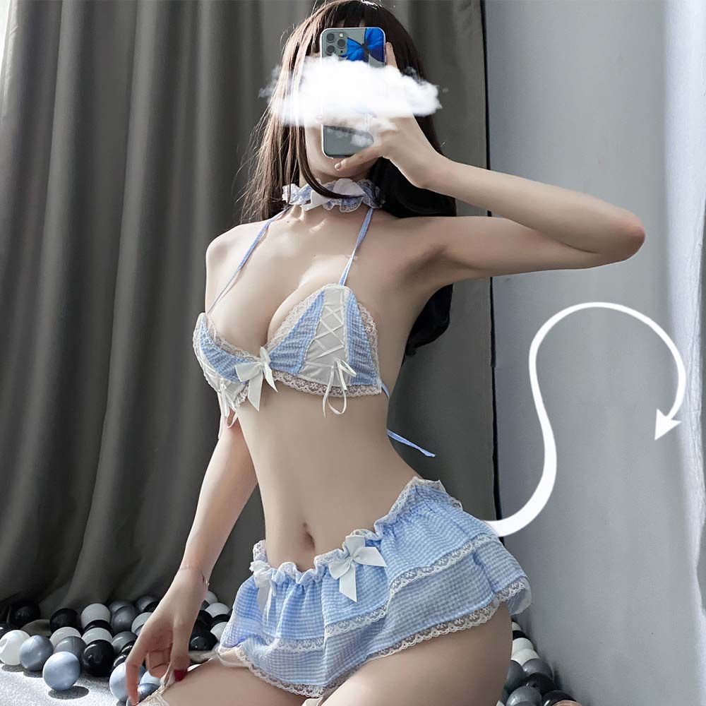 Bộ Đồ Ngủ Liền Thân Phối Ren Nhún Bèo Nhiều Màu Sắc Dễ Thương Quyến Rũ Cho Nữ