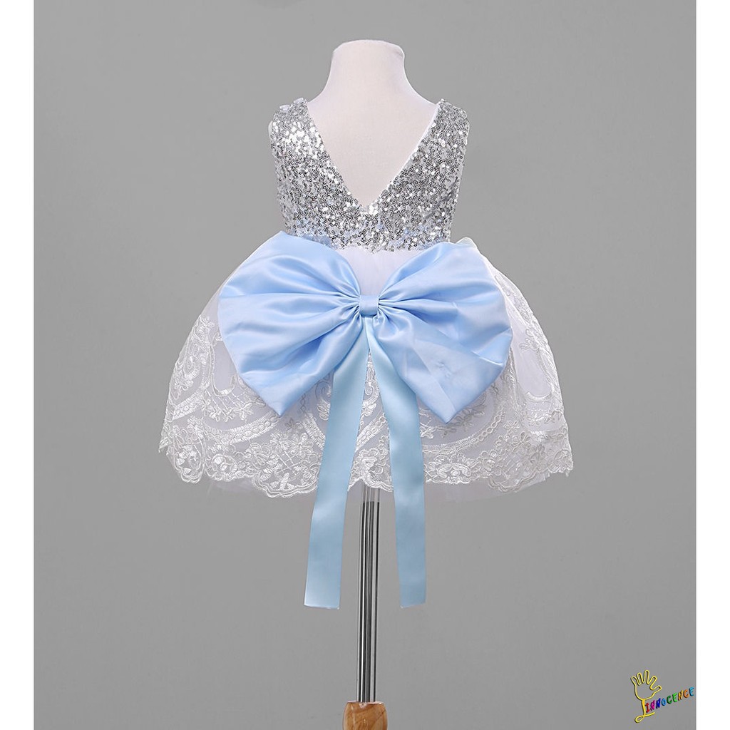 ❤XZQ-Princess Baby Kids Girl Bowknot Lace Floral Dress Christmas Party Formal Dresses