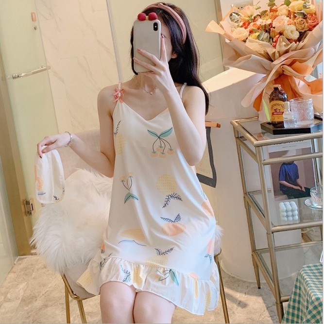 {Freeship+ ảnh thật} Váy đầm ngủ 2 dây đuôi cá, váy mặc nhà thiết kế có đệm ngực Vn01