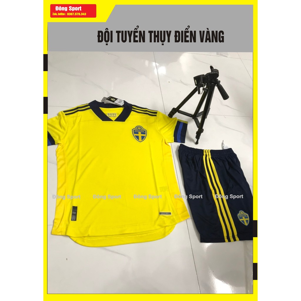 Áo Bóng Đá Đội Tuyển Thụy Điển Vàng ⚡️Hàng mới về⚡️ Bộ quần áo EURO 2021