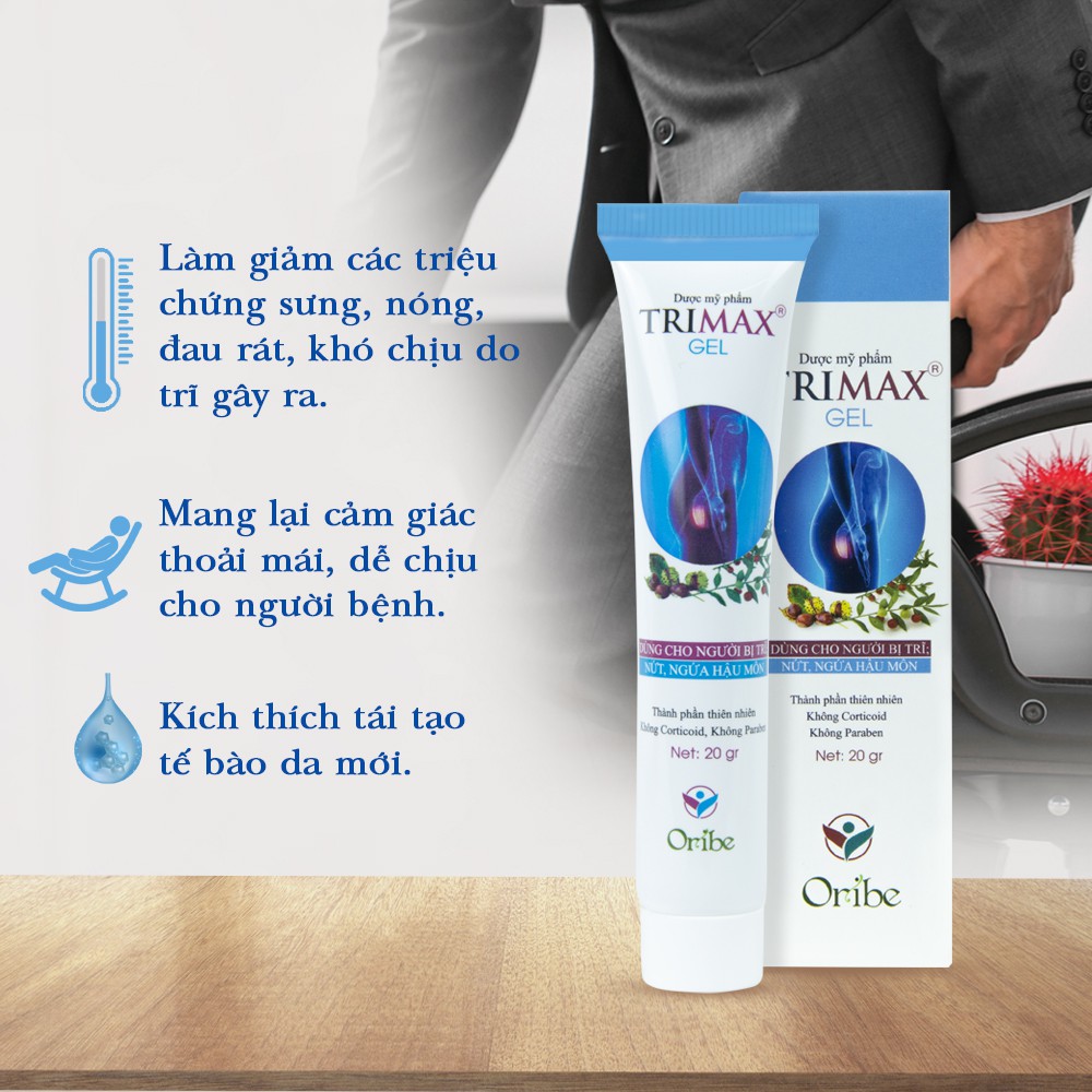 Combo 3 Gel Bôi Trĩ Giúp Co Búi Trĩ, Giảm Sưng Đỏ Và Ngứa Rát Hậu Môn Do Trĩ Trimaxgel Tuýp 20g