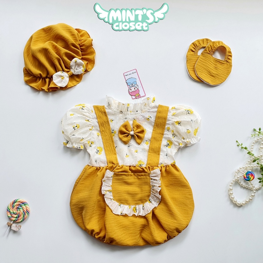 Set bodysuit cho bé gái sơ sinh kèm nón và tất cho bé MINTSCLOSET Mint's Closet sơ sinh 1 2 tuổi - BS6082 - BS6103
