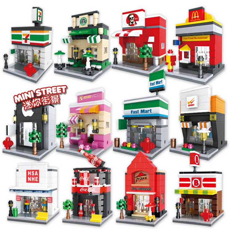 Bộ Đồ Chơi Khối Lắp Ráp Tòa Nhà Đường Phố Mini Tương Thích Với LEGO