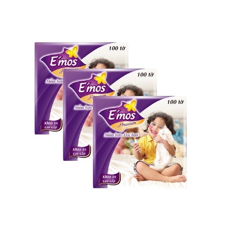 Sỉ Thùng 30 gói khăn giấy vuông emos khổ lớn 330x330, dai, mịn, khăn giấy vệ sinh