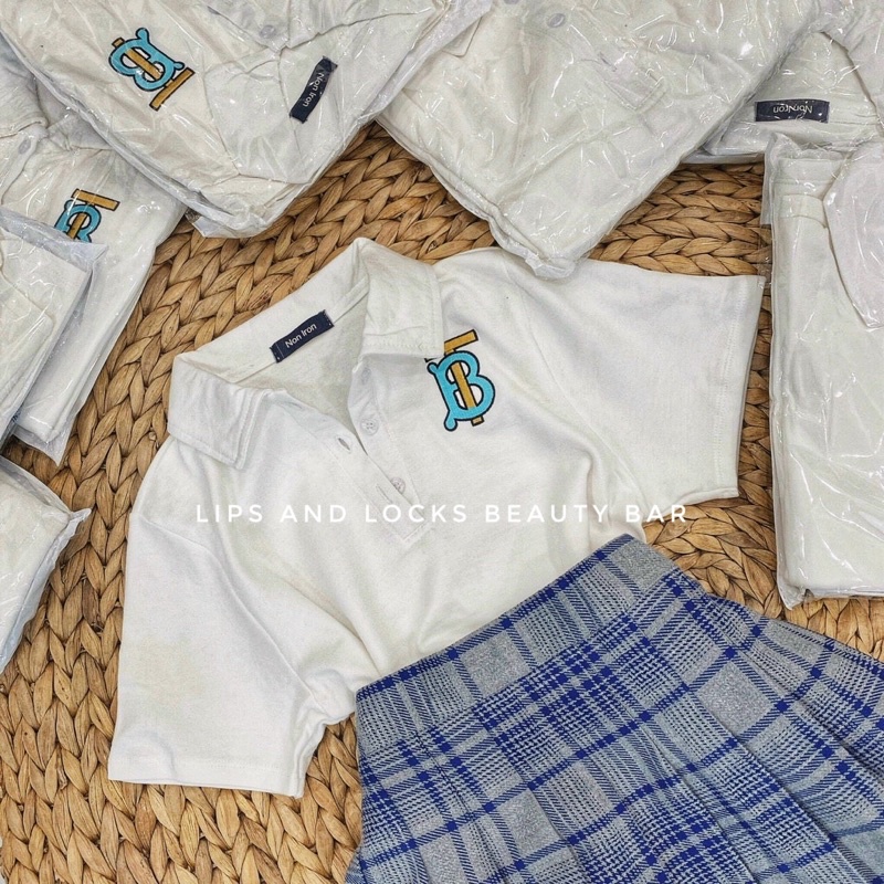Set Áo Cổ Polo Kèm Chân Váy Caro Dập Li - Kèm Hình Thật