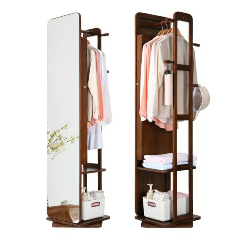 Gương toàn thân, thân gỗ xoay 360 độ, decor nhà cửa kèm móc treo đồ tiện lợi phiên bản 2 – Nội thất Khả Vy