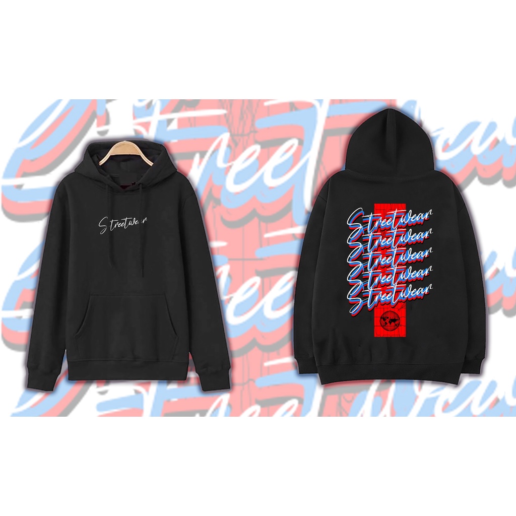 [bigsize] Áo khoác hoodie tông đen in 2 mặt bigsize nam