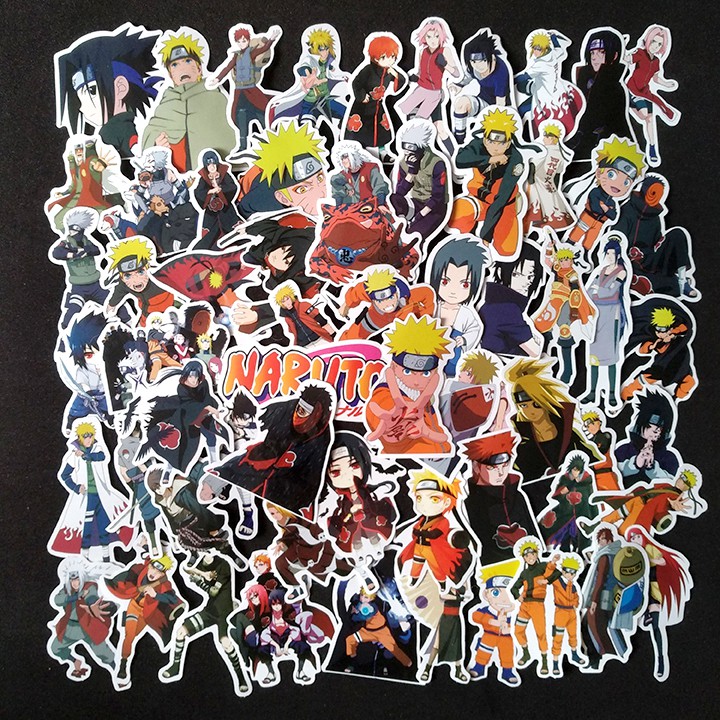 Miếng dán Sticker anime Naruto trọn bộ 110 hình - In rõ ràng sắc nét khó tróc