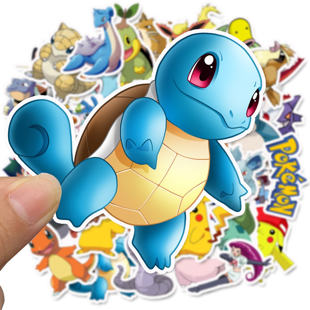 Bộ 50 Sticker Trang Trí Hình Các Nhân Vật Trong Phim Pokemon Dễ Thương