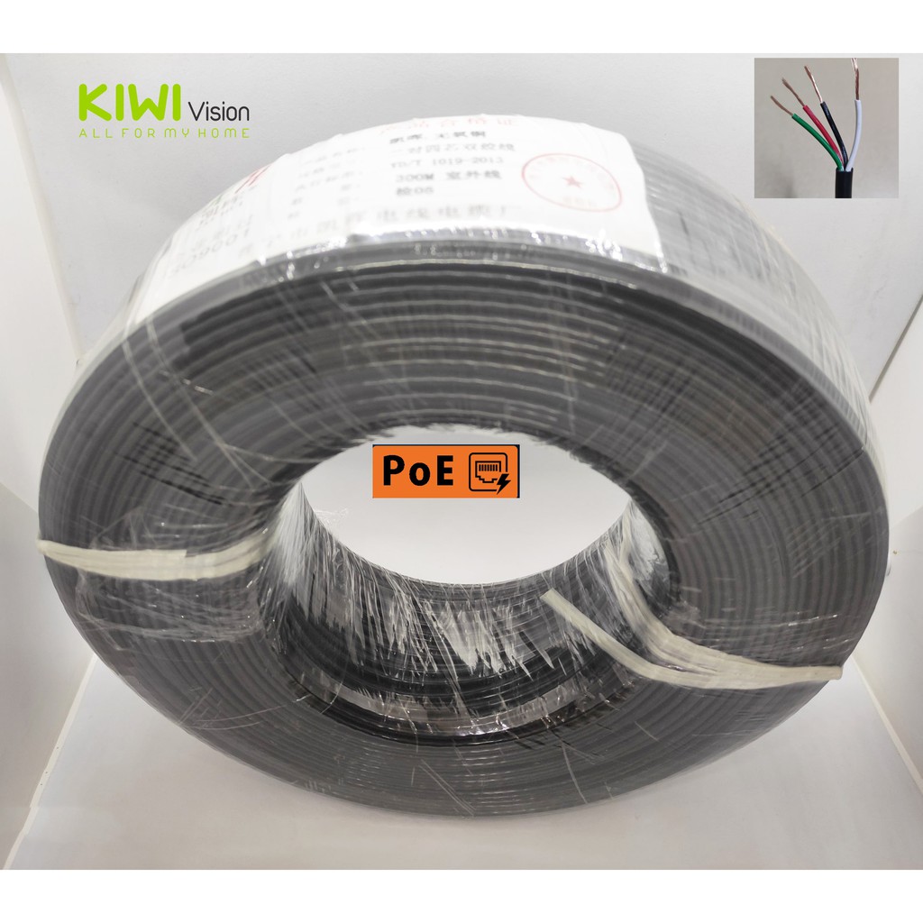 Dây mạng Cat 3e KAI HUI, 4 lõi đồng 0.5mm hỗ trợ chạy POE